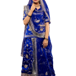 Royal Blue Satin Silk Neelima Rajputi Poshak Set (Unstitched) | Aari & Real Chanderi Work, Pure Georgette | Jaipurio Royal Collection